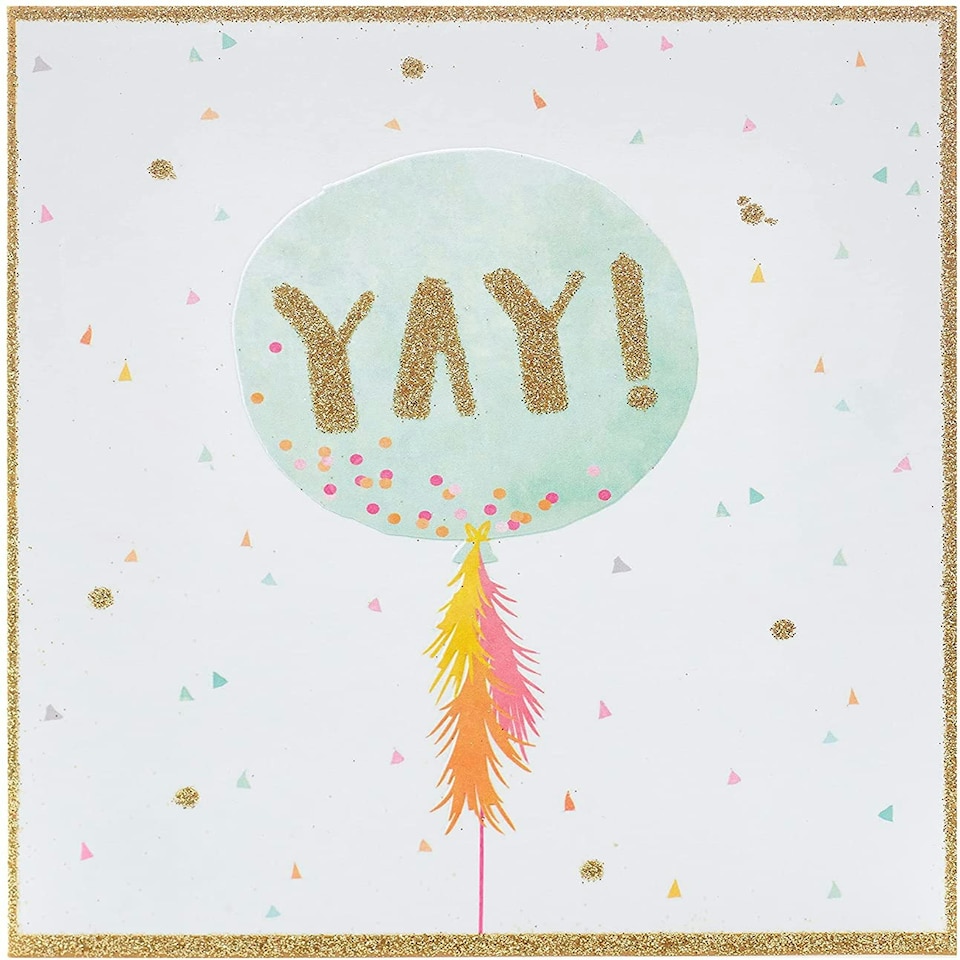 image 1 of Kindred Sherbet Glitter Balloon Well Done Congratulations Blank Card