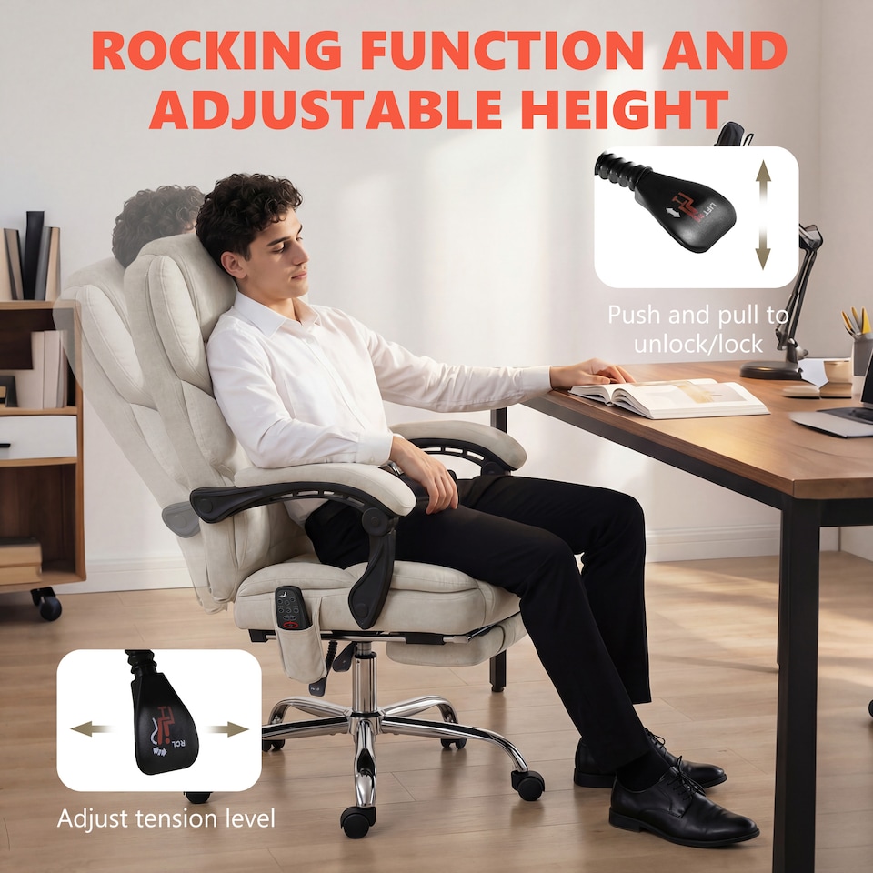 image 1 of HOMCOM Massage Office Chair with Heat, 135° Reclining Desk Chair
