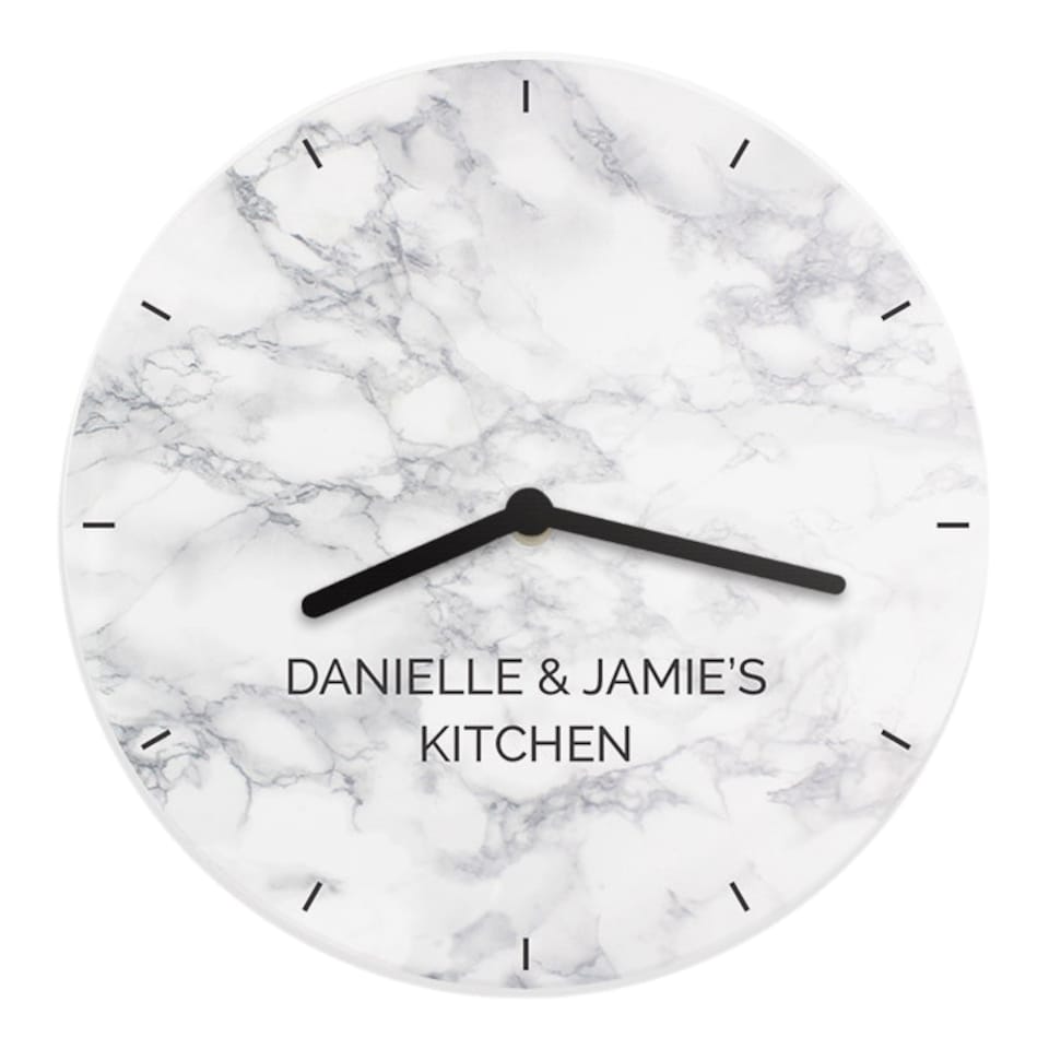 image 1 of Personalised Marble Effect Wooden Clock