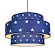 image 2 of Triple Tier Midnight Blue Cotton Fabric Childrens Pendant Shade with Stars Decor | Blue | Blue | 1