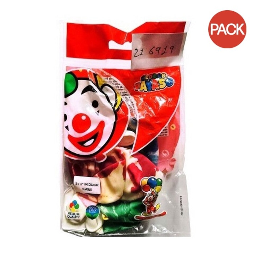 image 1 of Globos Payaso Latex Marble Effect Balloons (Pack of 5) - Multicoloured - One Size