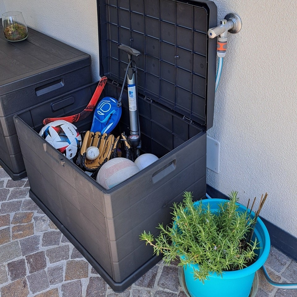 image 1 of 200L Large Lockable Outdoor Garden Storage Box Heavy Duty Patio Cushion Chest