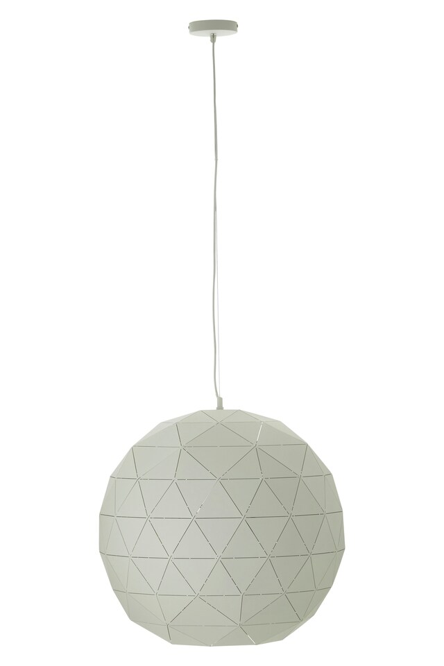 image 1 of Interiors by Premier Large White Geometric Pendant Light, Modern Ceiling Light With White Steel Shade, Durable Decorative Lighting