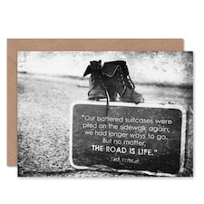 Kerouac Jack Road Is Life Suitcase Boots Quote Card