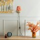 image 3 of ValueLights Neely Plug in Antique Brass Wall Light with Orange Pleated Shade