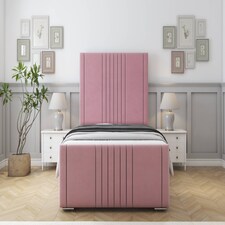 Sloomy Harrington Pink Plush Bed Frame With 50" Upholstered Headboard 4' Small Double