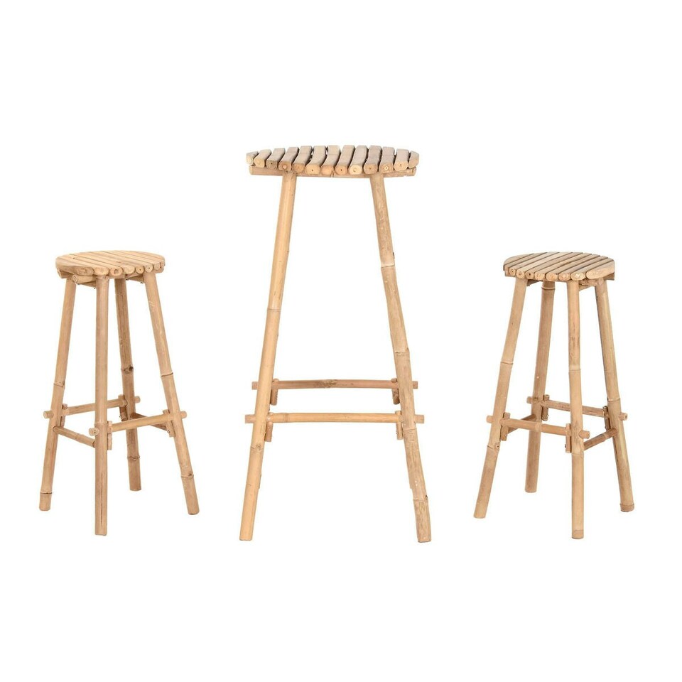 image 1 of Table set with 2 chairs Home ESPRIT Bamboo 50 x 50 x 105 cm N/A