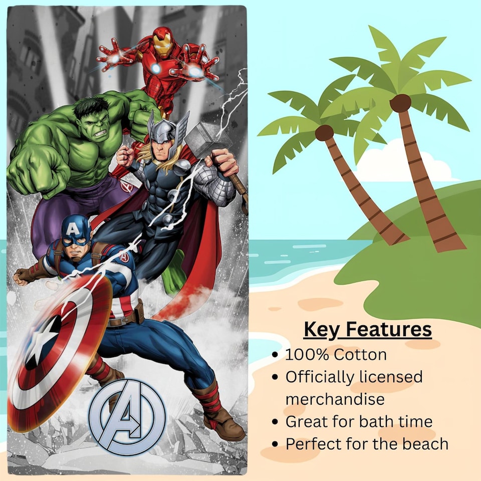 image 1 of Avengers Action Towel 70x140cm