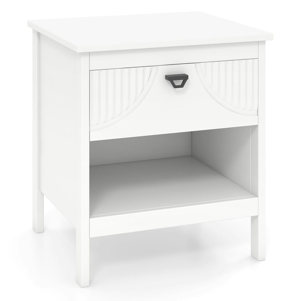 image 1 of COSTWAY 2-tier Nightstand Wood Side Table with Storage Shelf White