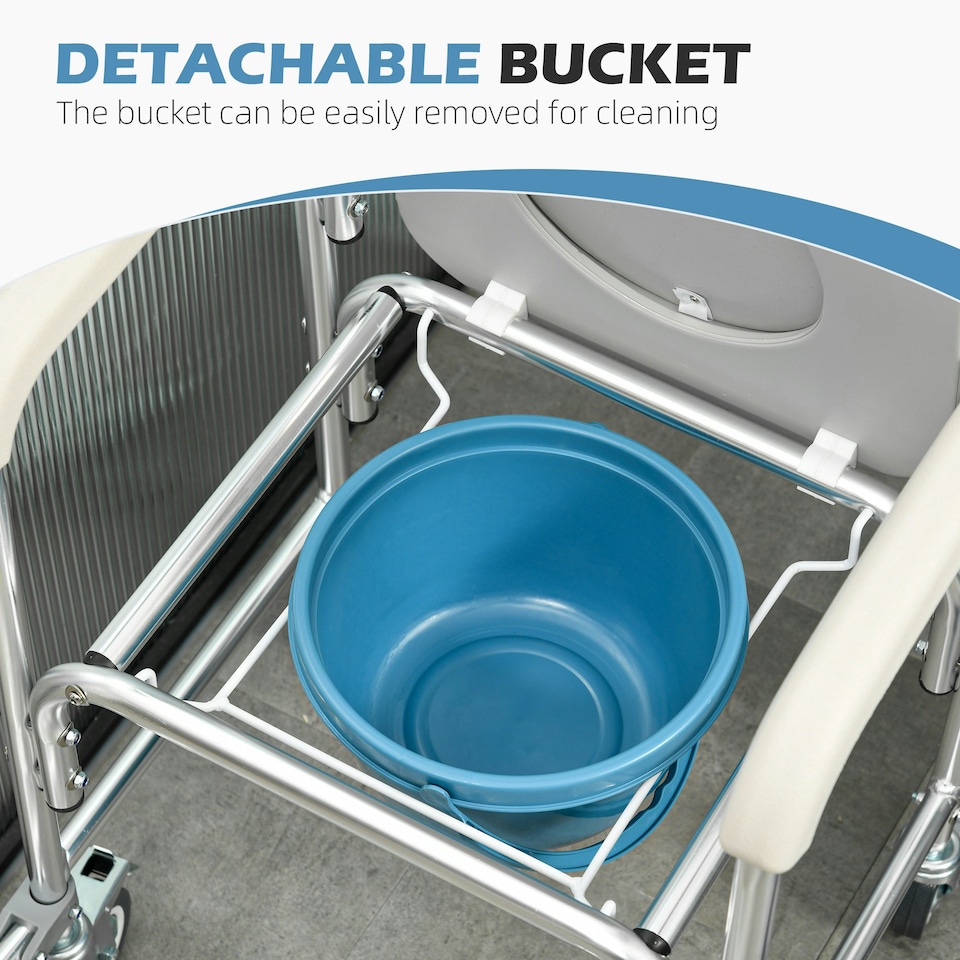 image 1 of HOMCOM Personal Mobility Assist Waterproof Shower Commode Wheelchair Grey Grey