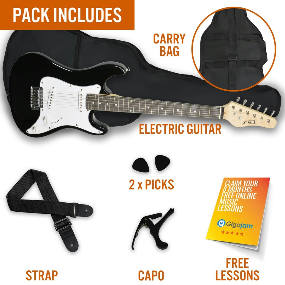 image 1 of 3rd Avenue 3/4 Size Electric Guitar Orange