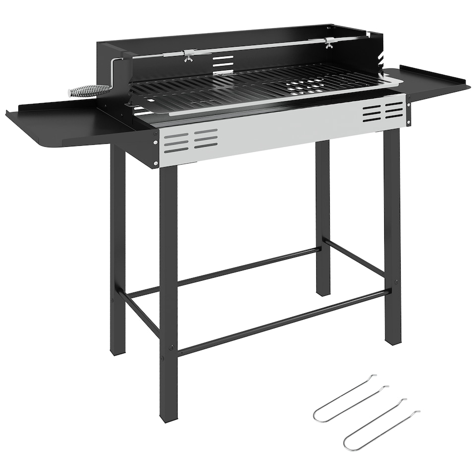 image 1 of Outsunny BBQ Rotisserie Charcoal Spit Roasting Machine w/ 3-Tier Grill Grate