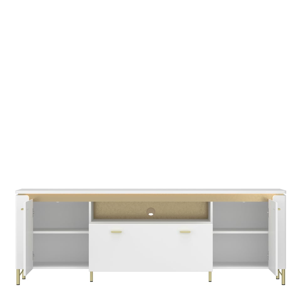 image 1 of Lazio TV Cabinet 2 Door 1 Drawer in Alpine White/White Gloss