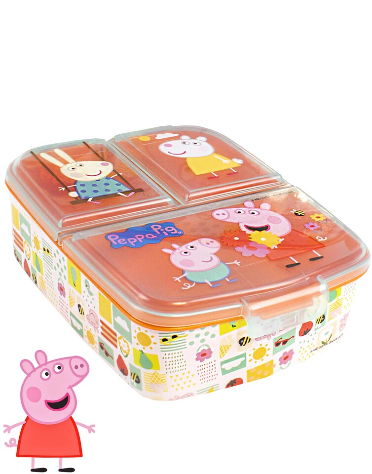 image 1 of Peppa Pig Lunch Box Set for Kids | School Food Bag, Water Bottle & Snack Pot | Adventure with George Pig, Rebecca Rabbit, Suzy Sheep | Carry Peppa's Adventure Everywhere Lunch Set
