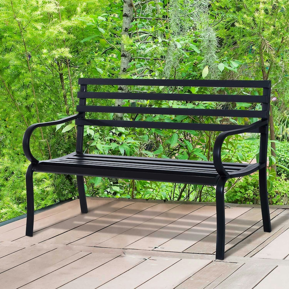 image 1 of Outsunny 2 Seater Bench Garden Furniture Outdoor Loveseat Seat
