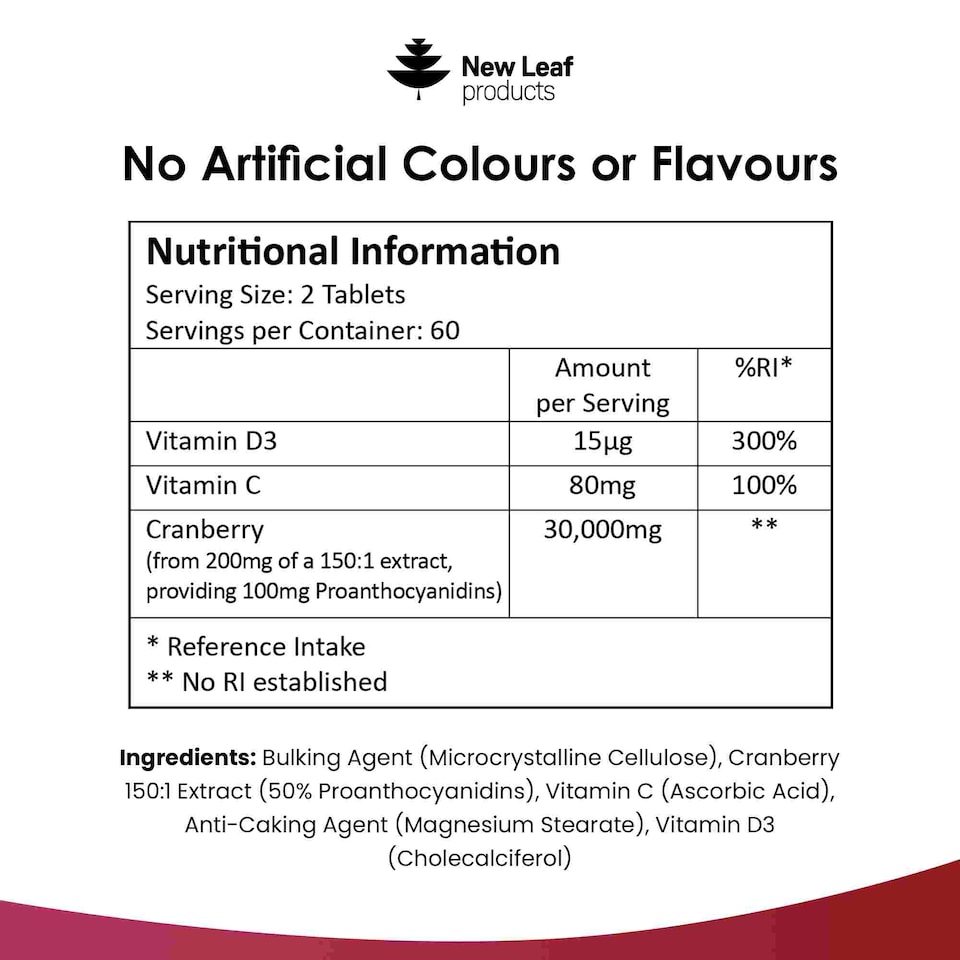 image 1 of Cranberry Tablets 3x Strength 30,000mg +Vitamin C&D