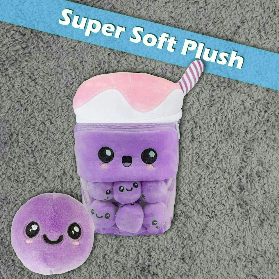 image 1 of Boba Tea Soft Toy Cute Plushie Huggable Cuddly Stuffed Toy Gift 35cm Lilac