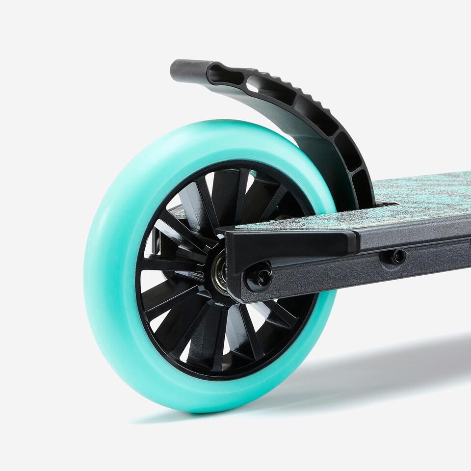 image 1 of Decathlon Kids' Scooter with Handlebar Brake and Suspension Mid 5 - Grey/Green