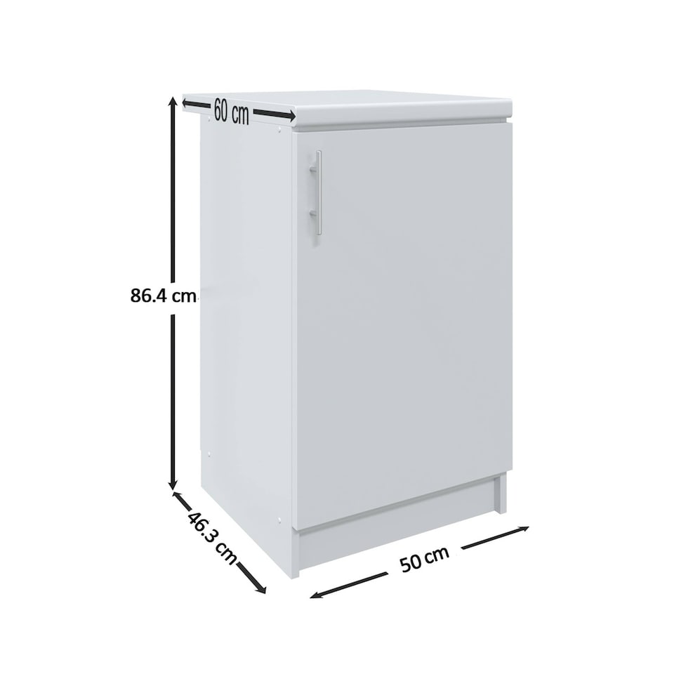 image 1 of JD Greta Kitchen Base Unit 500mm Storage Cabinet With Door Shelf 50cm White Matt with Worktop