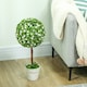 image 8 of HOMCOM Set of 2 Artificial Plants with Rose Flower in Pot, 60cm, White