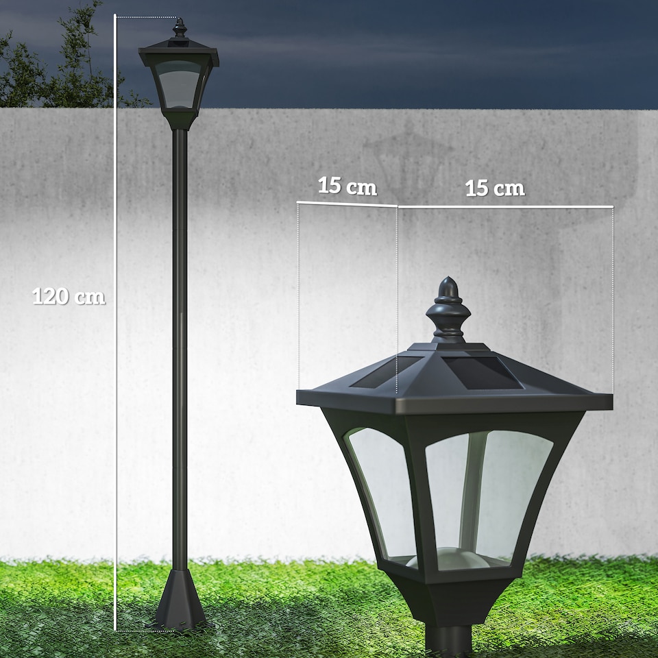 image 1 of Outsunny Outdoor Garden Solar Light with Base Freestanding Energy-saving Optical