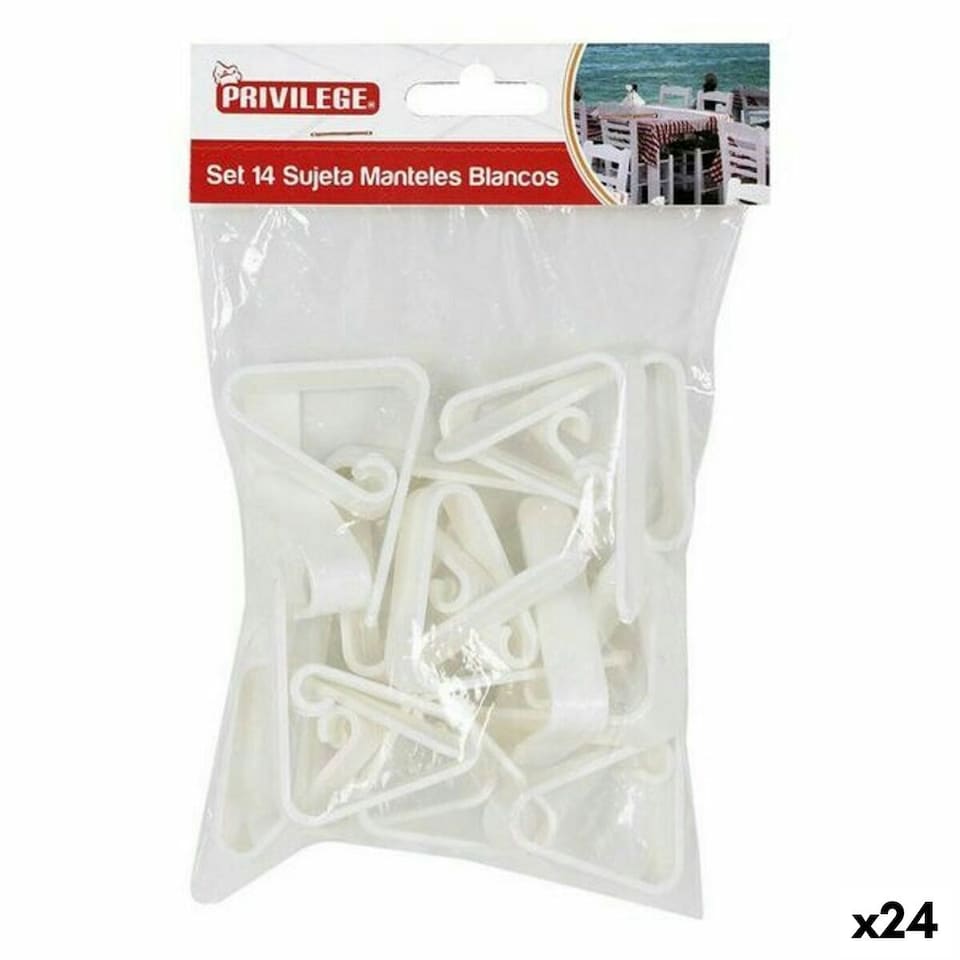 image 1 of Tablecloth Clip Privilege 59443 14 pcs White 4,5 cm (14 Pieces) (24 Units) (4,5 cm)