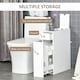 image 4 of HOMCOM Bathroom Slim Floor Cabinet Narrow Wooden Storage Home Bath Toilet Cupboard Organiser Unit with Drawers White