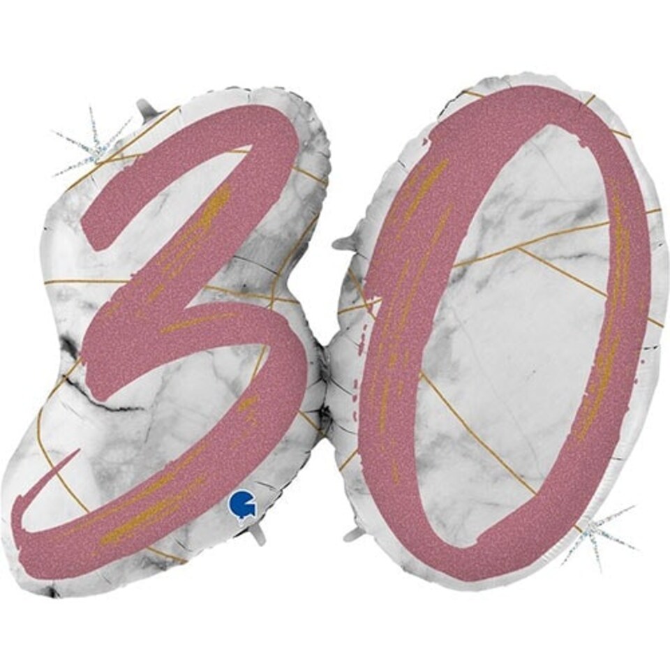 Age 30 Rose Gold Marble Mate Holographic Helium Foil Giant Balloon 109cm / 43 in