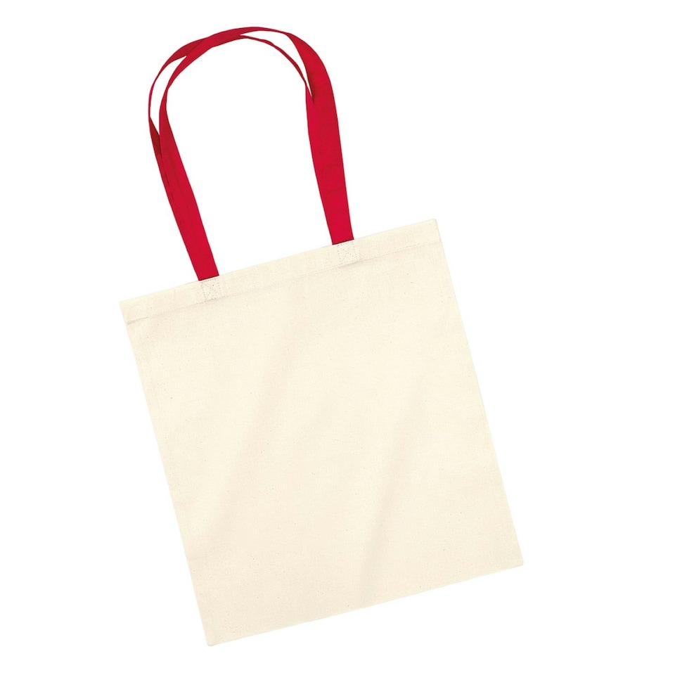 image 1 of Westford Mill Contrast Handle Tote Bag - Natural/Classic Red - One Size | Cream