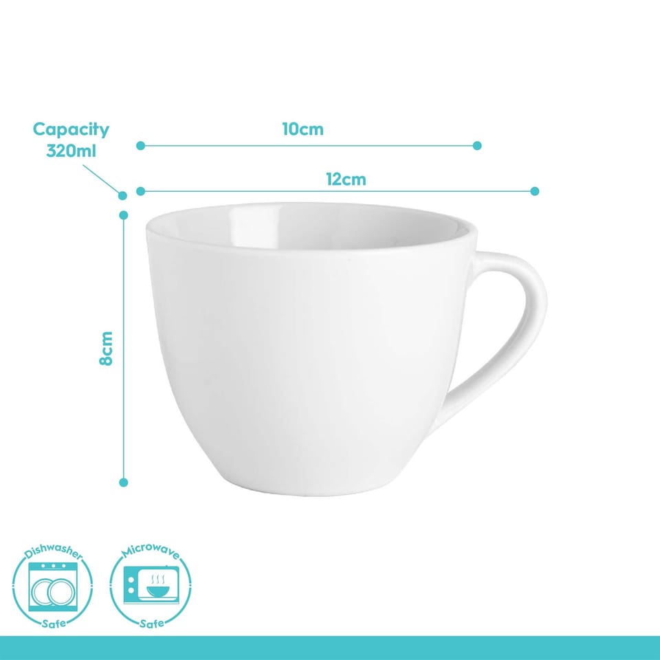 image 1 of Argon Tableware 24 Piece Classic White Cappuccino Cup & Saucer Set - 320ml