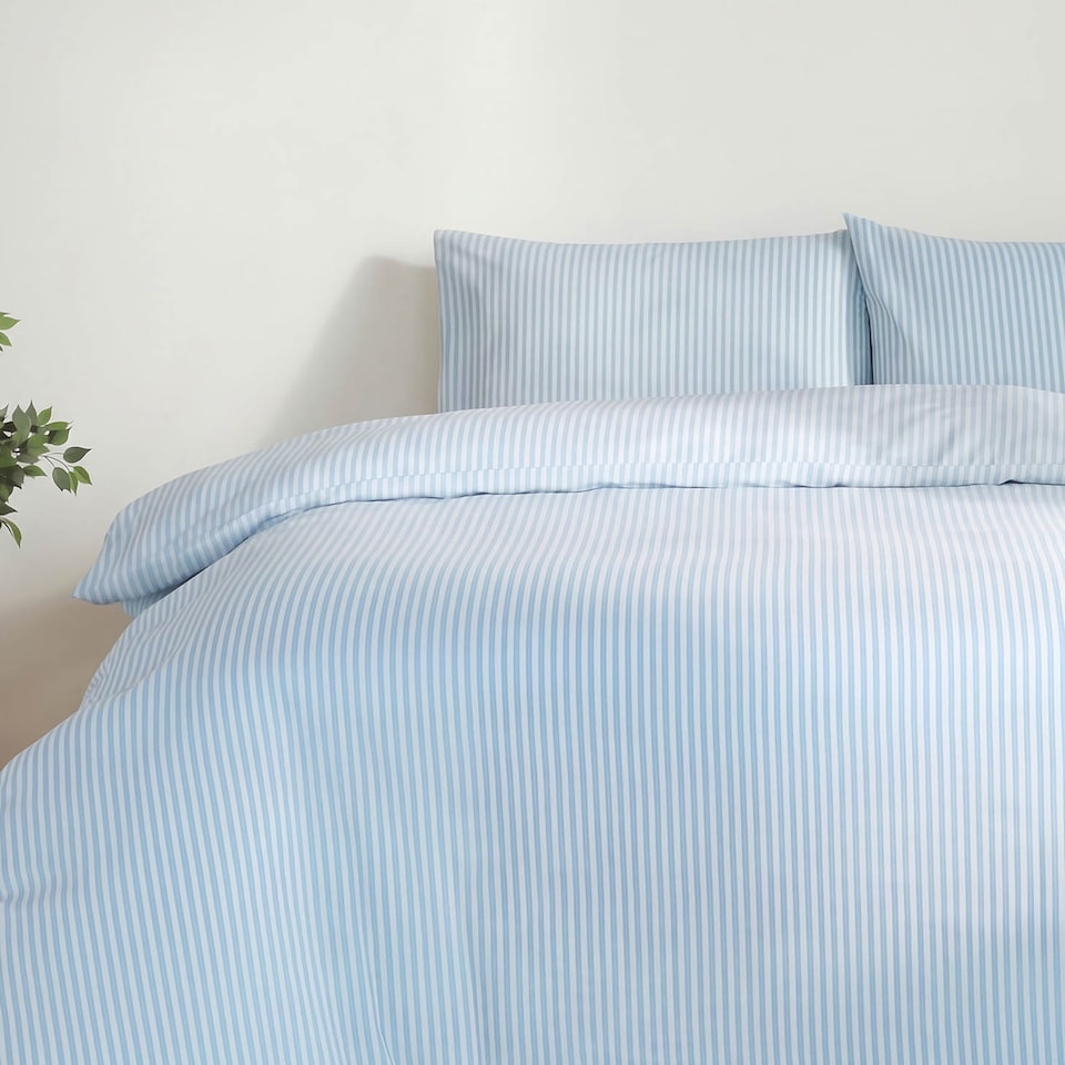 image 1 of Martex Studio Edition Blue Pinstripe Duvet Cover Set - King