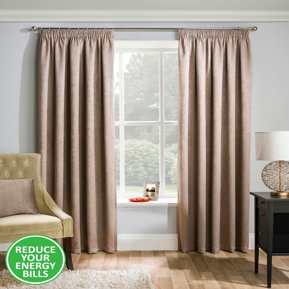 image 1 of Matrix Latte Curtains 66 x 72 inch (168 x 183 cm) Room Darkening Pencil Pleat Thermal Noise Reducing Curtains for Bedroom and Living Room
