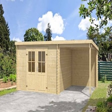 Tampa-Log Cabin, Wooden Garden Room, Timber Summerhouse, Home Office - L501 x W319 x H210.9 cm Brown