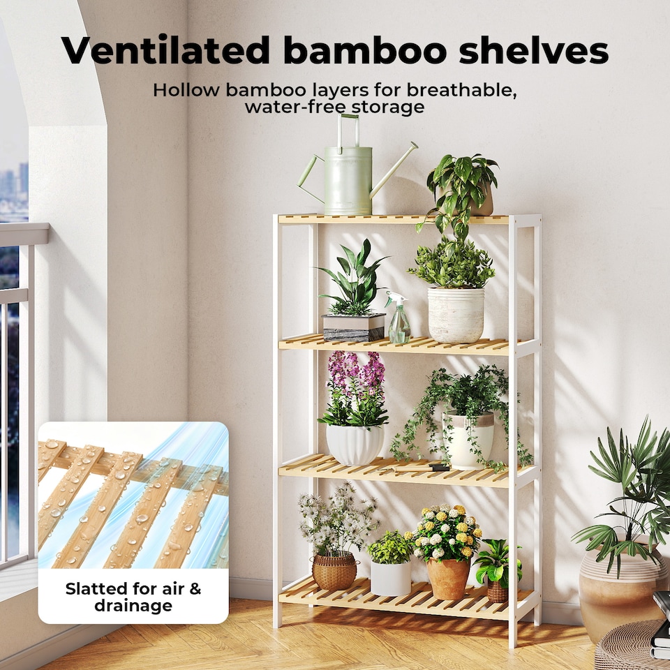 image 1 of Levede Bamboo Storage Shelf 4-Tier Shelving Unit