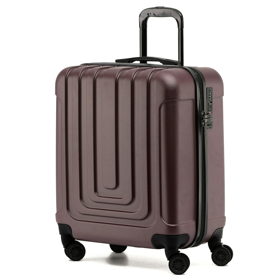 image 1 of Flight Knight Premium Hard Shell Lightweight Cabin Suitcase - 8 Spinner Wheels - Built-in TSA Lock & USB Port - easyJet Large Cabin Approved - 56x45x25cm Purple | Burgundy | Cabin Bag