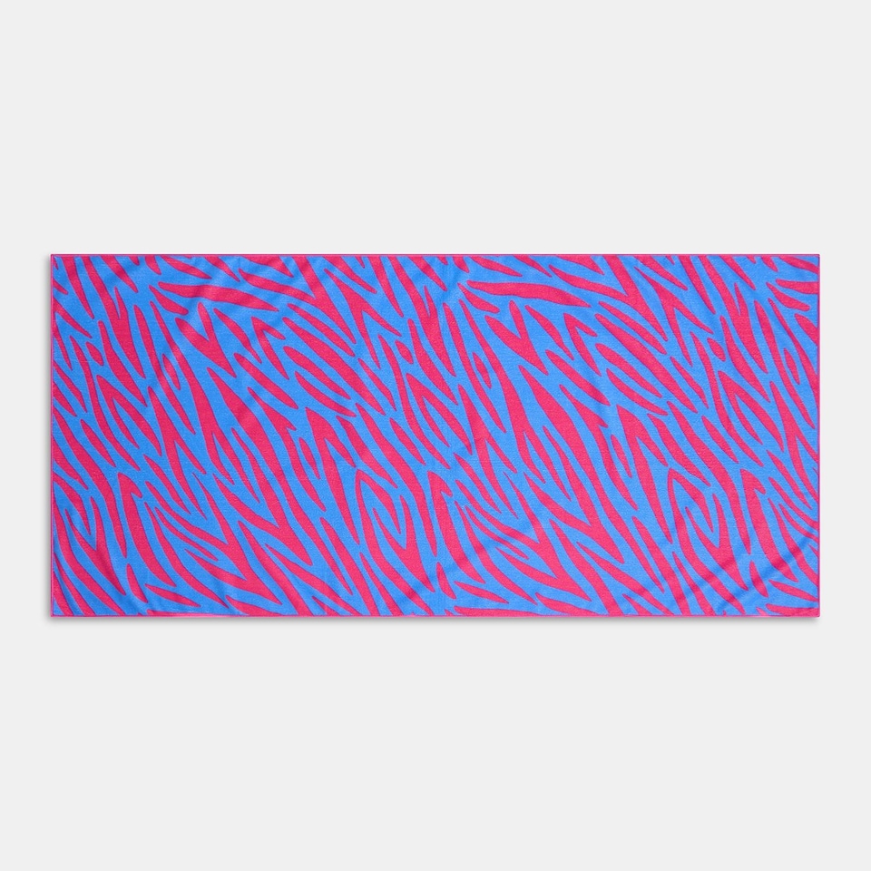 image 1 of OHS Print Beach Towel Bath Travel Quick Dry Microfibre Absorbent | Multi | Pink/Blue Zebra | One size