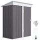 image 1 of Outsunny 5x3ft Garden Shed, Steel Small Shed, Outdoor Leanto Shed with Adjustable Shelf, Lock and Gloves for Patio, Garden, Grey with Foundation Kit