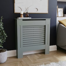 Vida Designs Milton Radiator Cover Painted MDF Slatted Cabinet, Grey, 78cm