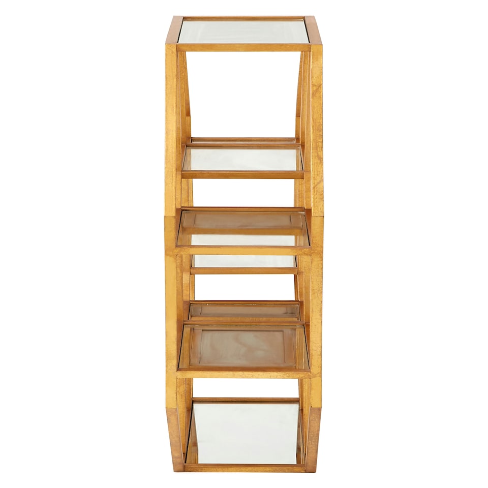 image 1 of Interiors by Premier Hexagonal Shelf Unit, Elegant Mirrored Storage Shelf Unit, Antique Luxe Design Decorative Wall Unit Gold