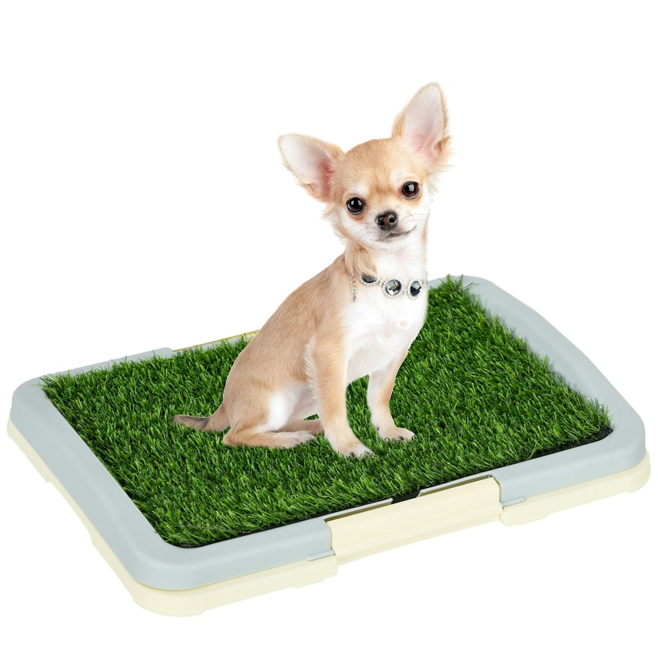 image 1 of PawHut Dog Toilet Indoor w/ Artificial Grass, Grid Panel, Tray, 46.5 x 34cm