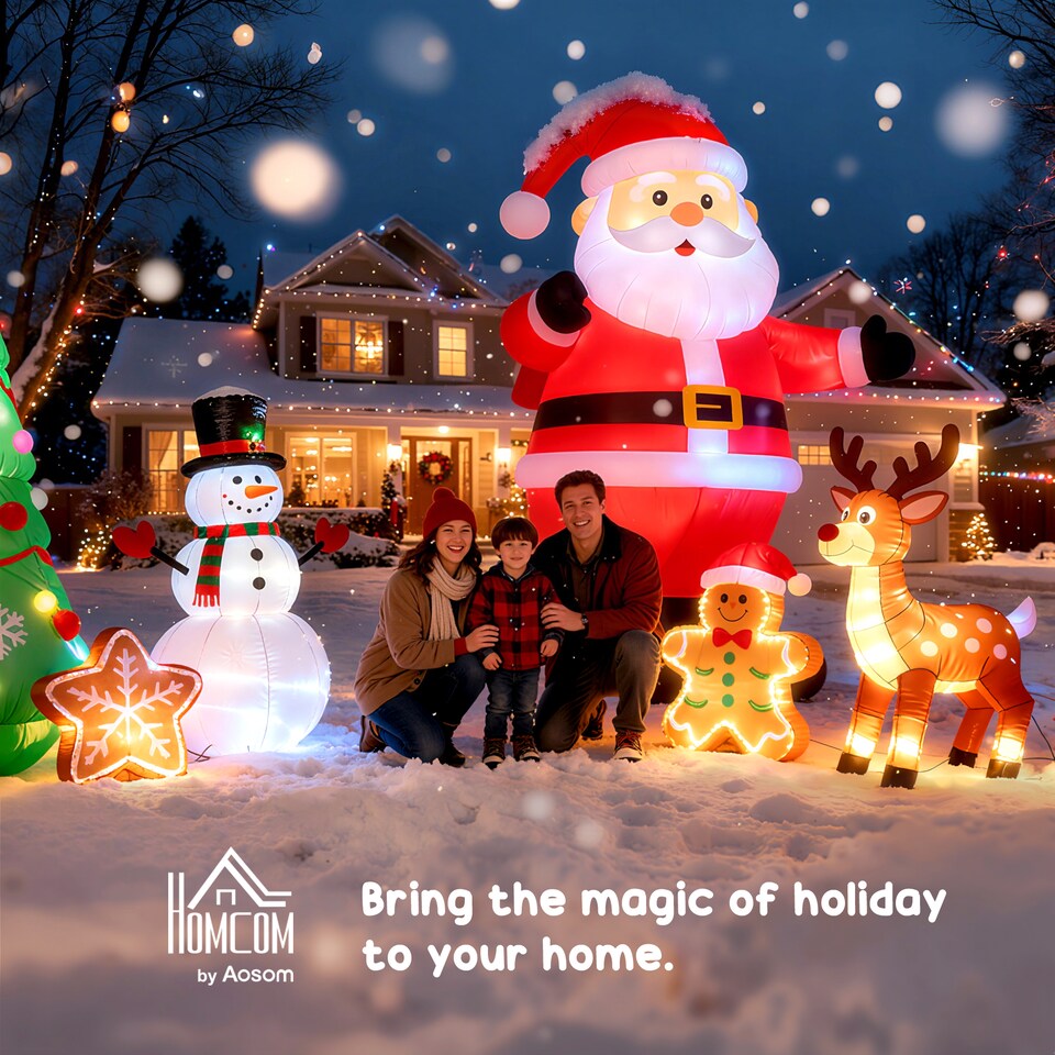 image 1 of HOMCOM 4ft Inflatable Christmas Santa Claus Gift with LED Xmas Decor Holiday Outdoor Yard Decoration