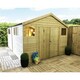 image 2 of 13 x 10 Pressure Treated T&G Apex Wooden Workshop / Garden Shed + Double Doors (13' x 10' / 13ft x 10ft) (13x10)
