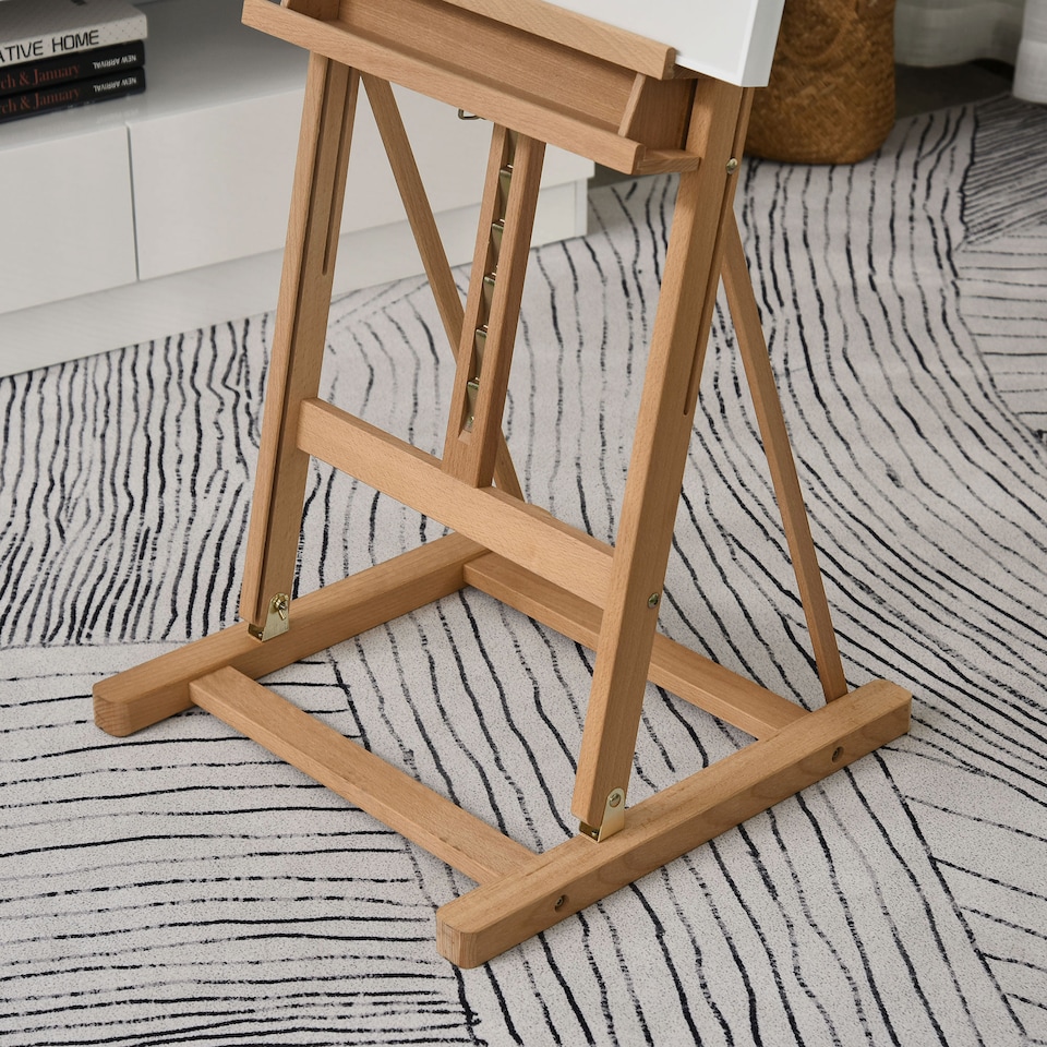 image 1 of Vinsetto Wooden Easel Stand H-Frame Artist Easel with 171-230cm Adjustable Height and 0-80  Working Angles Beech Wood Art Easel for Displaying Painting Wedding Sign Nature Wood Finish