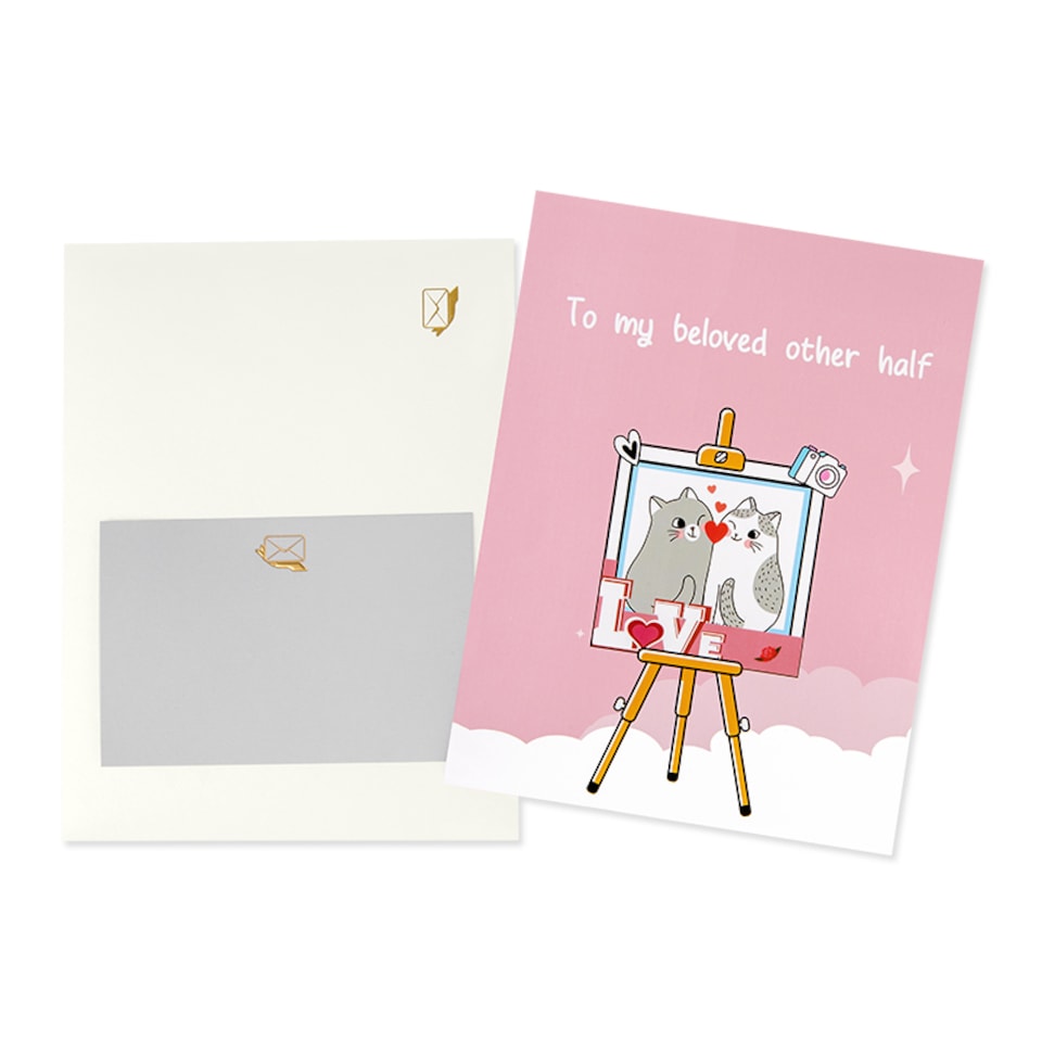 image 1 of Romantic Cats in Heart Frame LOVE Design 3D Pop Up Greeting Card
