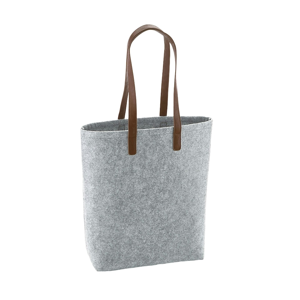 Bagbase Premium Felt Tote - Grey Melange/Tan - One Size Grey