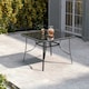 image 2 of Living and Home Square Metallic and Tempered Glass Garden Table with Parasol Hole