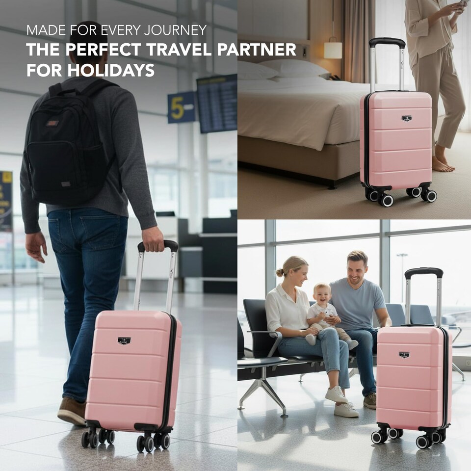 image 1 of Lugg Jetset Lightweight ABS Hard Shell Cabin Suitcase with 4 Spinner Wheels (40x30x20cm)