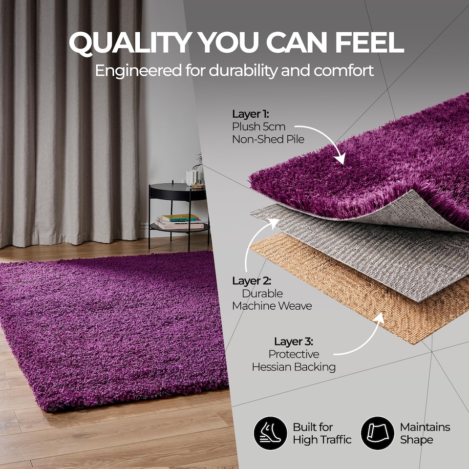 image 1 of Bargainia California Shaggy Rug Soft Pile Living Room