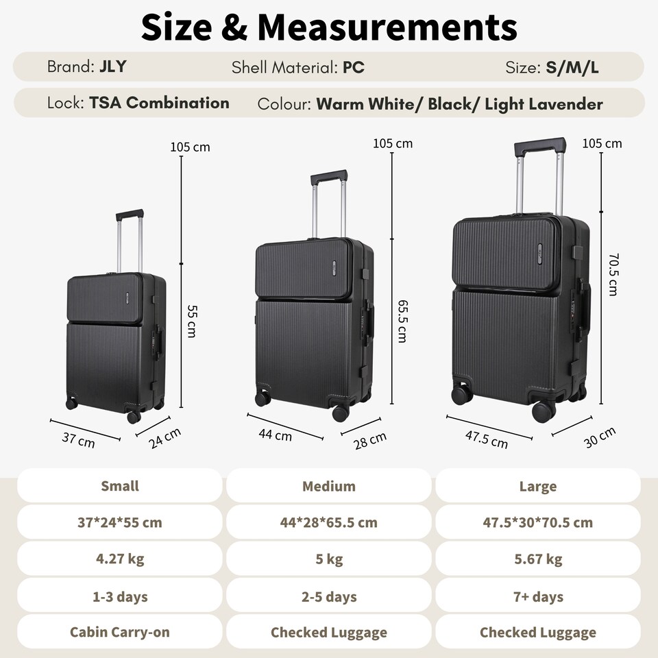 image 1 of Carry-On Suitcase 20”– Lightweight Zipperless Cabin Luggage with TSA Lock, USB Port, Cup Holder & Silent Spinner Wheels – Premium Polycarbonate Hard Shell