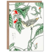 Numata Kashu Art Card Tree Creeper and Pea Japanese